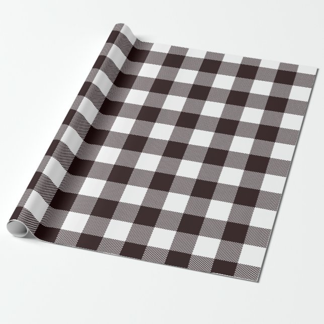 Rustik Svart & Vit Flanell för Bondgård  Presentpapper (Utrullad)