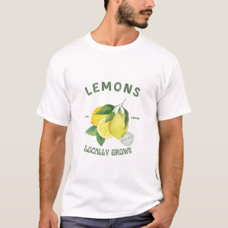 Rustik T-shirt med akvarellcitron – Vintage Citrus