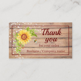 Rustik Tack Watercolor Gult Solros Visitkort