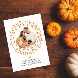 Rustik Tacksägelse Foto Thanksgiving Baby Shower Tack Kort