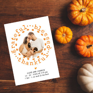 Rustik Tacksägelse Foto Thanksgiving Baby Shower Tack Kort