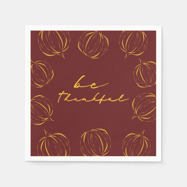 Rustik Tacksam Pumpa Ram Thanksgiving Pappersservett (Framsidan)