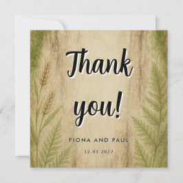 Rustik Tacksamhetskort med Bark och Moss Skog Tack Kort