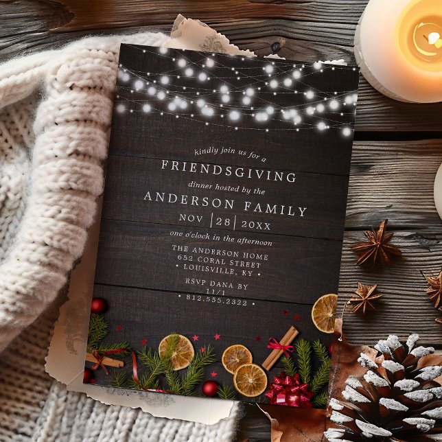 Rustik tallkanel apelsinskiva Friendsgiving Inbjudningar (Skapare uppladdad)