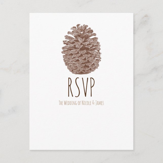 Rustik Tallkotts Elegant Enkel Bröllops-RSVP Inbjudan Vykort (Framsida)