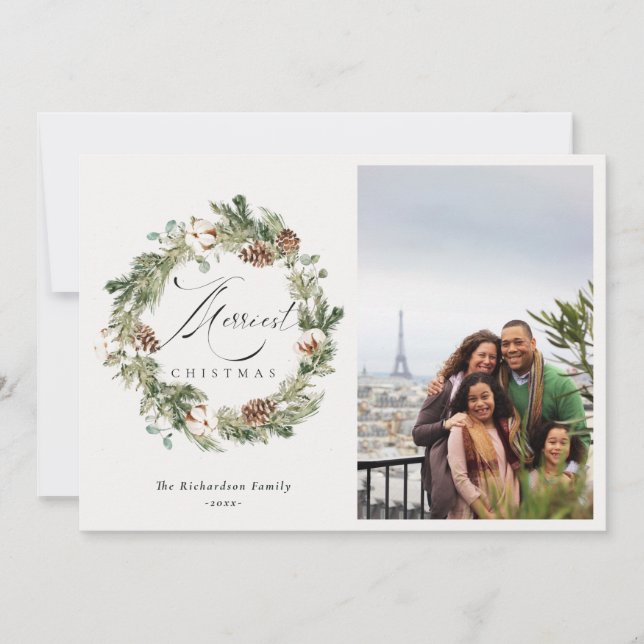 Rustik tallkottskrans för julen i bomull  (Framsida)