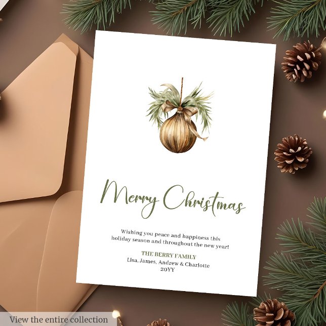 Rustik tallkrans Script Font Julhälsning  Julkort (Rustic Pine Wreath Script Font Christmas Greeting Card

)