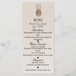 Rustik tallrik med tropisk hawaiianskt bröllopsmen meny