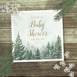 Rustik tallskogs-babyshower pappersservett