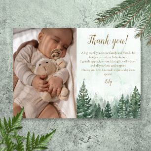 Rustik tallskogs-babyshowerfoto tack kort