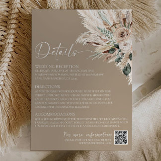 Rustik Tan Boho Bröllopsinbjudan Detaljerad Kort
