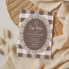 Rustik Taupe Café Bebe Baby Shower Lace Ram Inbjudningar