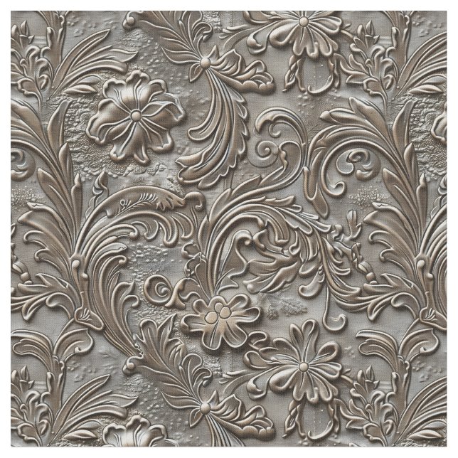 Rustik taupe präglat läder tyg (Närbild)