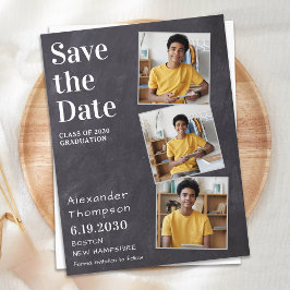 Rustik tavla med 3 bilder Examen Save the Date Meddelande Vykort