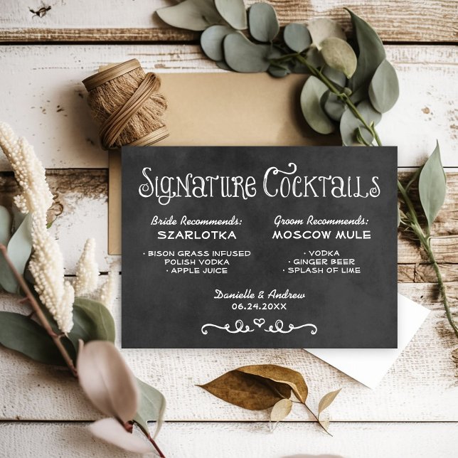 Rustik tavla vigsel cocktails skylt (Skapare uppladdad)