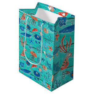 Rustik Teal Trä & Under Havet Vänner Whimsical