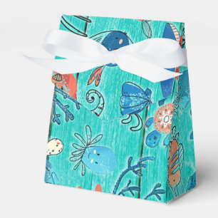 Rustik Teal Trä & Under Havet Vänner Whimsical Presentaskar