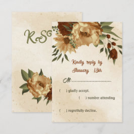 Rustik terracotta blommigt botaniska bröllop OSA kort