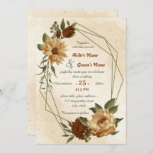 Rustik terracotta blommigt geometric bröllop