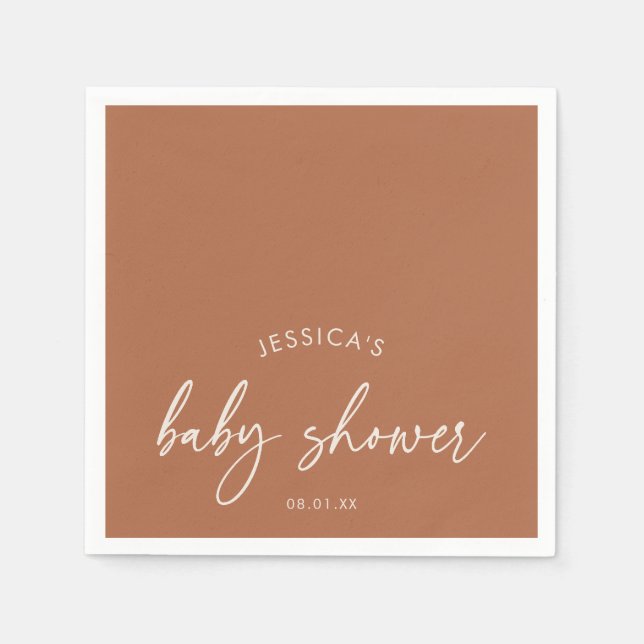 Rustik Terrakotta-Bebis Shower Pappersservett (Framsidan)
