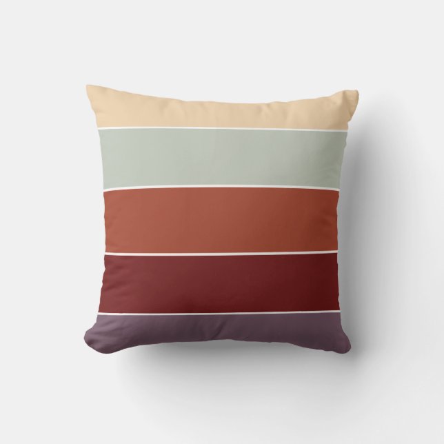 Rustik Terrakotta beige Ränder Varm Höst Kudde (Framsida)