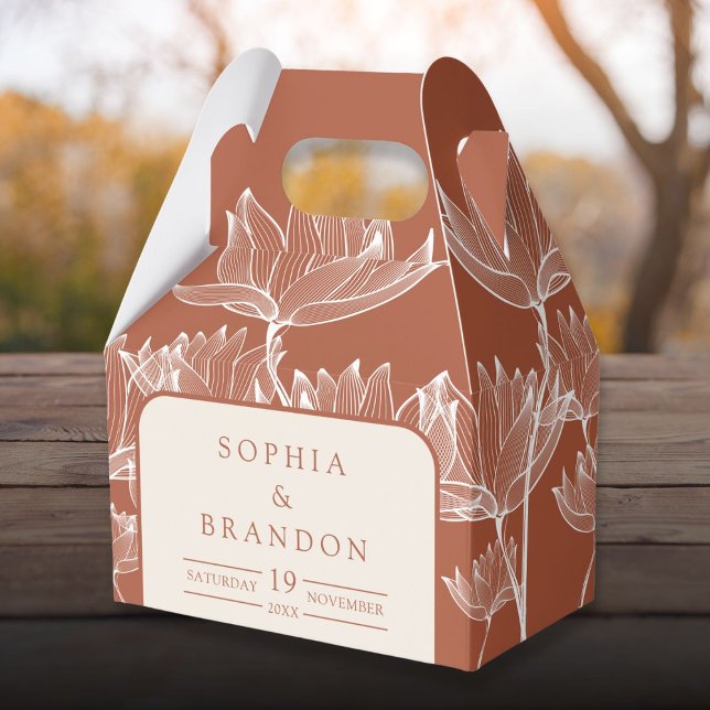 Rustik Terrakotta Blommig Bröllop Presentaskar (Rustic Terracotta Floral Wedding Favor Boxes)