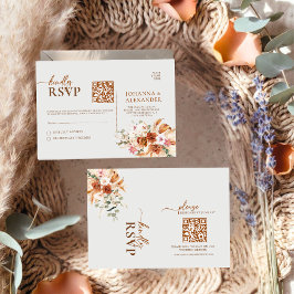 Rustik Terrakotta & Blush Blommig QR-kod RSVP-kort OSA Kort