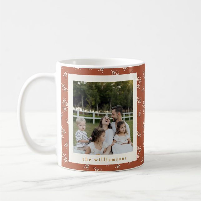Rustik terrakotta botanisk anpassade foton kaffemugg (Vänster)