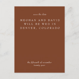 Rustik Terrakotta Bränd Orange Spara Datum Meddelande Vykort