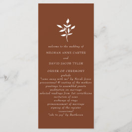 Rustik Terrakotta Enkel Modern Botanisk Bröllop Program