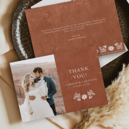 Rustik Terrakotta Foto Tacksamhetskort Tack Kort