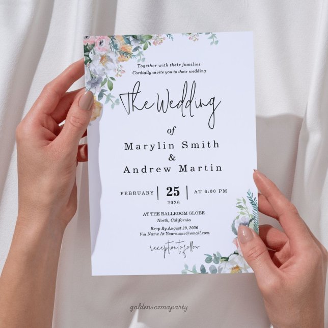 Rustik Terrakotta och Orange Höst Blommig bröllop Inbjudningar (Rustic Terracotta and Orange Autumn Floral wedding Invitation)