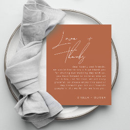 Rustik Terrakotta Script Bröllopsmottagningskort