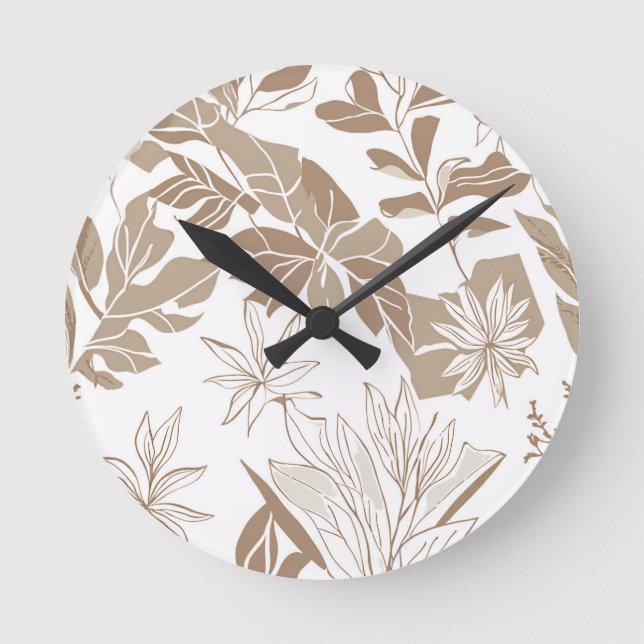 Rustik Terrakotta Vildblomma Boho Eklektisk Design Rund Klocka (Framsida)