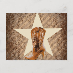 Rustik texas - ensam stjärna westerna land cowgirl vykort
