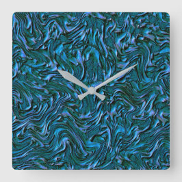 Rustik texturerad vägg i bränd kadett blå fyrkantig klocka