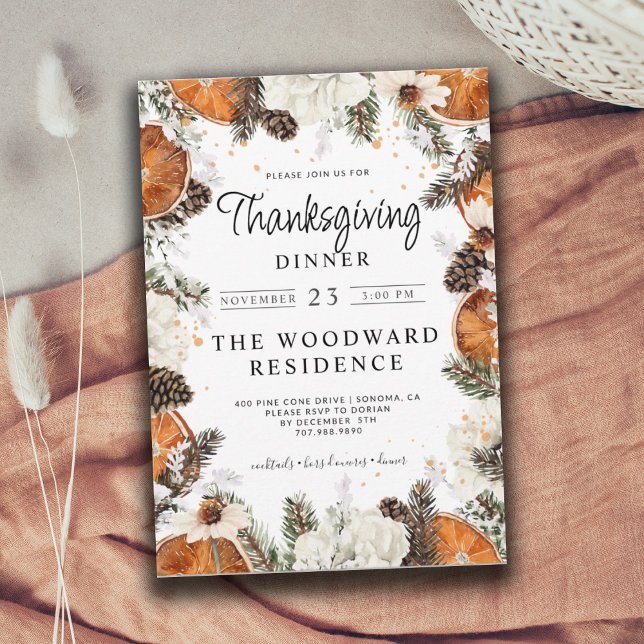 Rustik Thanksgiving Citrus Gräs, innerst, citrus Inbjudningar (Skapare uppladdad)