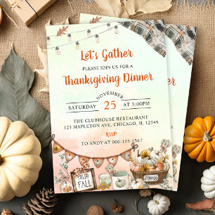 Rustik Thanksgiving Dinner Pumpkin Inbjudningar
