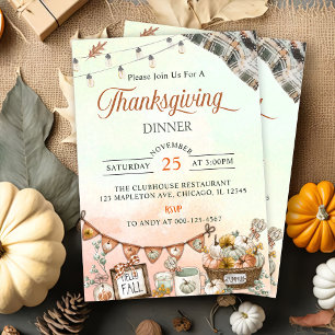 Rustik Thanksgiving Dinner Pumpkin Inbjudningar