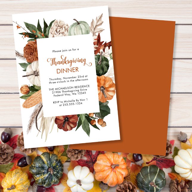Rustik Thanksgiving Dinner Pumpkin Inbjudningar (Rustic Thanksgiving Dinner Pumpkin Invitation)