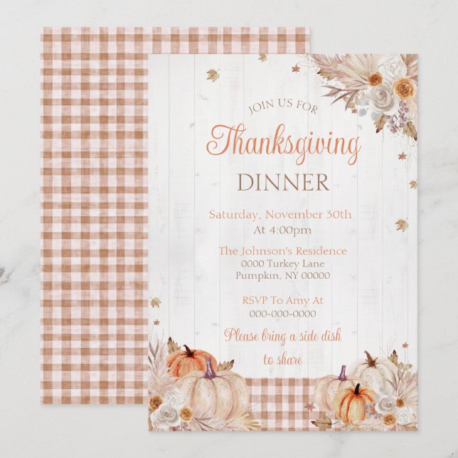 Rustik Thanksgiving-fest Inbjudningar (Fram/baksida)