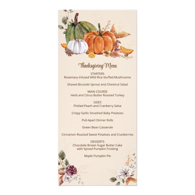 Rustik Thanksgiving Friendsgiving Höstmeny Reklamkort (Framsidan)