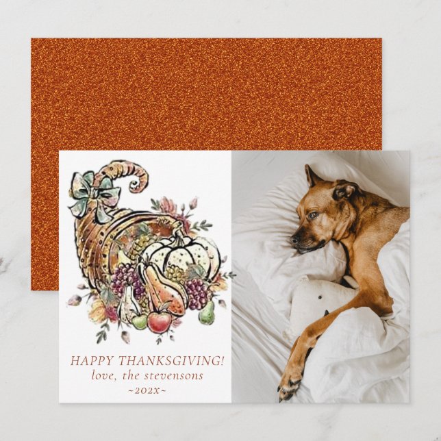 Rustik Thanksgiving Höst Pumpa Patch Gourdar Julkort (Fram/baksida)