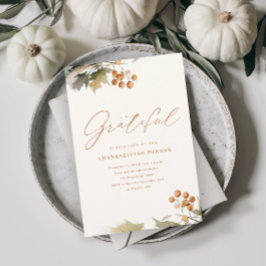 Rustik Thanksgiving-middag Grönska Blad Lövverk Magnetisk Inbjudningskort