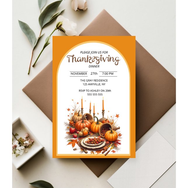 Rustik Thanksgiving-middag Inbjudningar (Skapare uppladdad)
