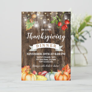 Rustik Thanksgiving Middag Inbjudningar