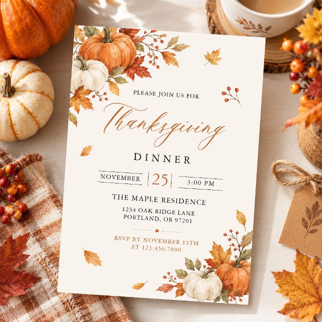 Rustik Thanksgiving-middag Pumpa Inbjudningar (Skapare uppladdad)