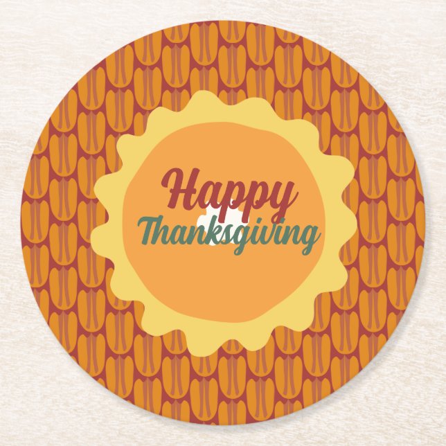 Rustik thanksgiving pecan mönster underlägg papper rund (Framsidan)