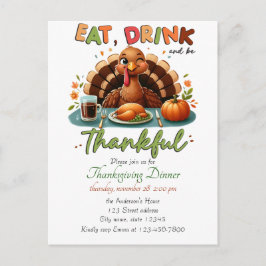 Rustik Thanksgiving Pumpkin Watercolor Höst Helg Vykort