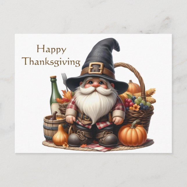 Rustik Thanksgiving Pumpkin Watercolor Höst Vykort (Framsida)